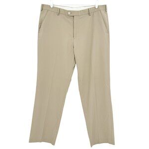 Izod‎ Men's Classic Fit Flat Front Straight Leg Tan Dress Pants Size 40x32